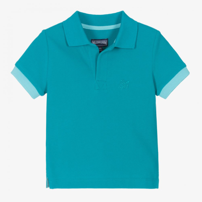 Shop Vilebrequin Boys Blue Cotton Polo Shirt