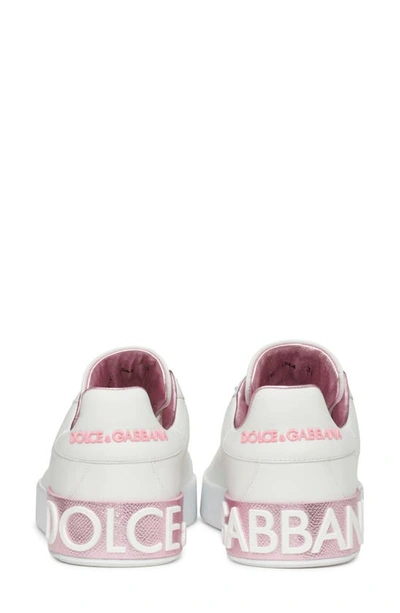 Shop Dolce & Gabbana Portofino Platform Sneaker In White/ Pink