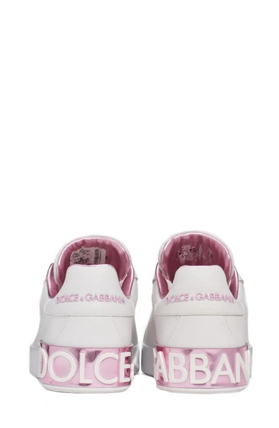 Shop Dolce & Gabbana Portofino Platform Sneaker In White/ Pink