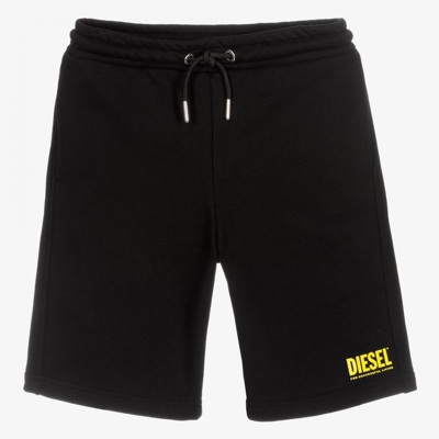 Shop Diesel Boys Teen Black Logo Jersey Shorts