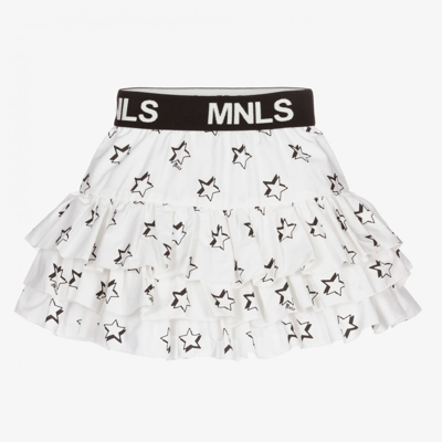 Shop Monnalisa Girls White Cotton Stars Skirt
