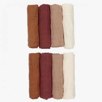Shop Pippi Cotton Muslin Cloths (8 Pack) In Brown