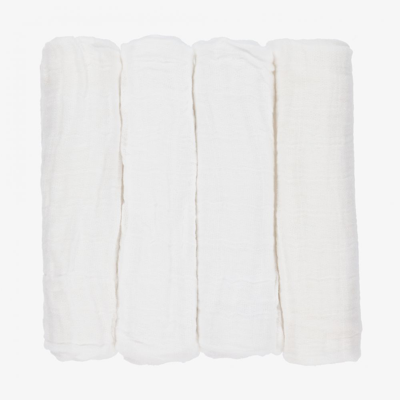 Shop Pippi White Organic Cotton Muslin Cloths (4 Pack)