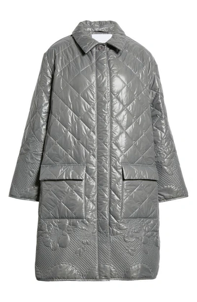 Shop Cecilie Bahnsen Fulton Camellia Quilted Jacket In Grey