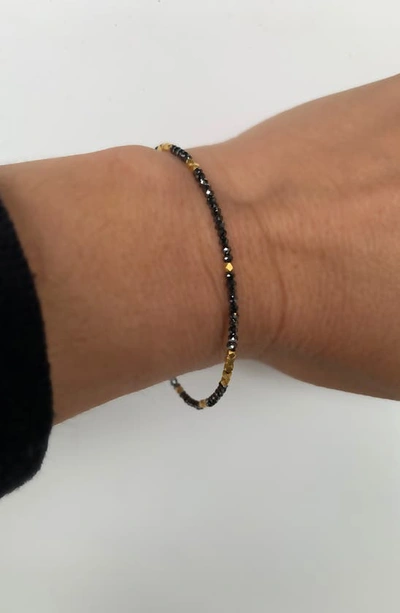 Sethi Couture Noir Small Black Diamond 18k Yellow Gold Bracelet In Black