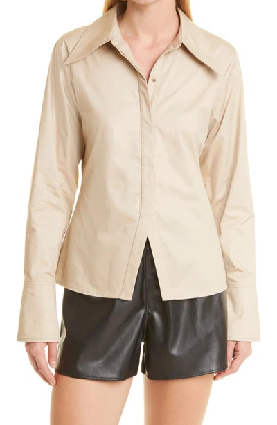 Shop Anine Bing Tiffany Button-up Shirt In Tan