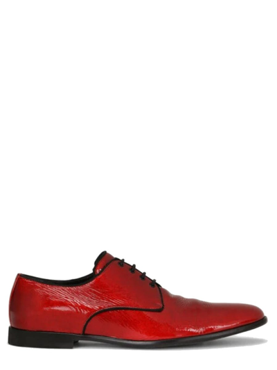 Shop Dolce & Gabbana Raffaello Derby Shoes In Red Naplack Patent Leather
