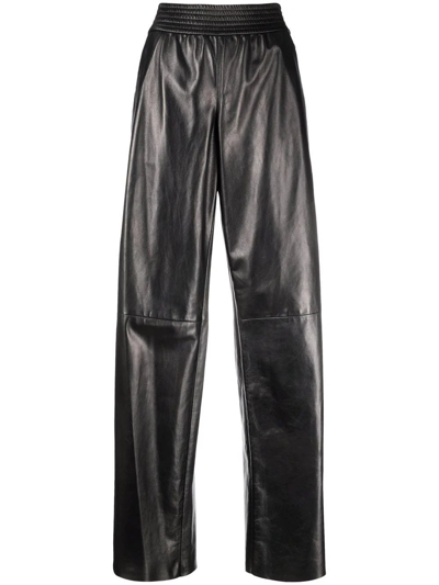 Shop Drome Black High Waisted Leather Pants In Nero