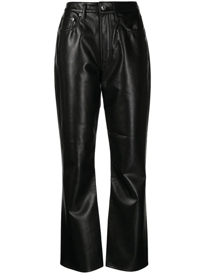 Shop Agolde Black High Waisted Flared Pants In Nero