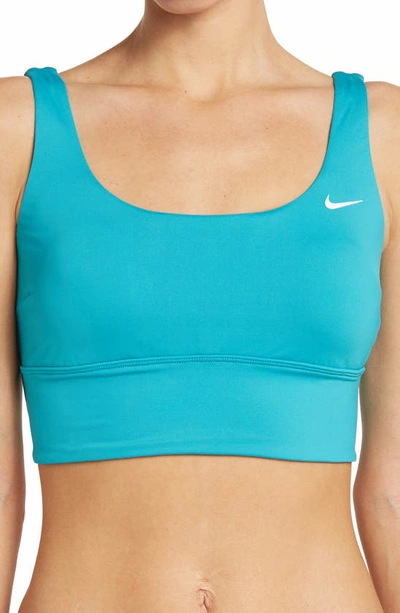 Shop Nike Essential Scoop Neck Bikini Top In Aquamarine