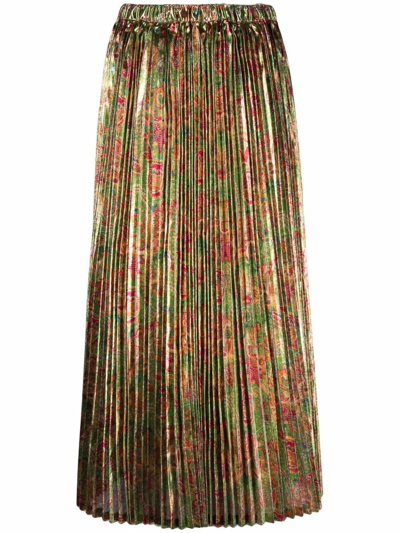 Shop Junya Watanabe Floral Midi Skirt In Metallic