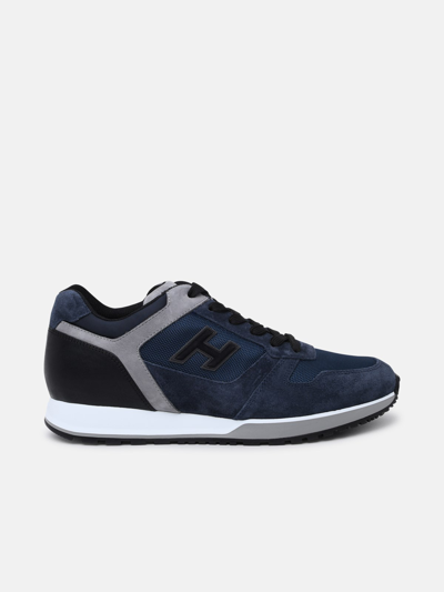 Shop Hogan Blue Suede Blend H321 Sneakers