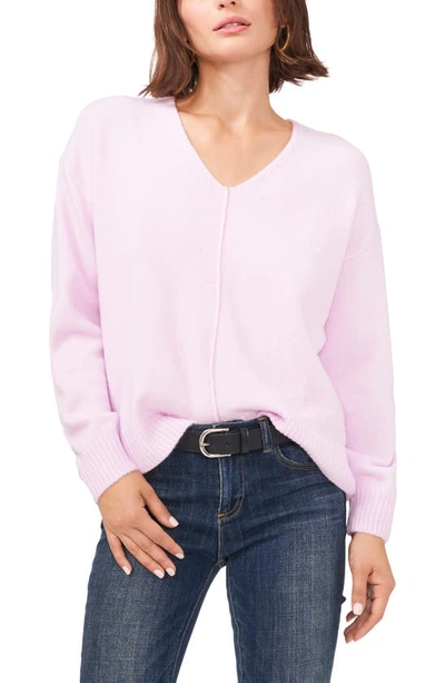 V Neck Cozy Sweater In Azalea Ice
