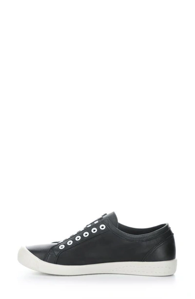 Softinos By Fly London Irit Low Top Sneaker In Black Smooth Leather