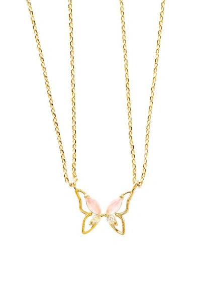 Shop Girls Crew Butterfly Besties Set Of 2 Friendship Necklaces In Gold