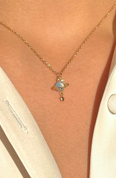 Shop Girls Crew Blue Jupiter Pendant Necklace In Gold