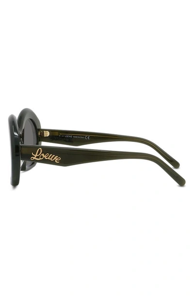 Shop Loewe 54mm Round Sunglasses In Shiny Dark Green / Smoke