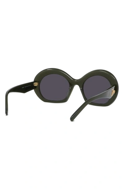 Shop Loewe 54mm Round Sunglasses In Shiny Dark Green / Smoke