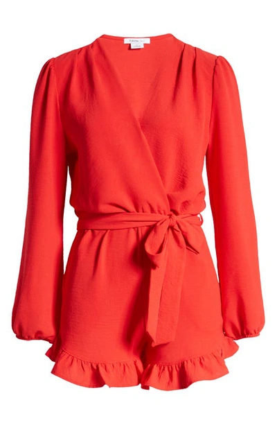Fraiche By J Long Sleeve Romper In Tomato