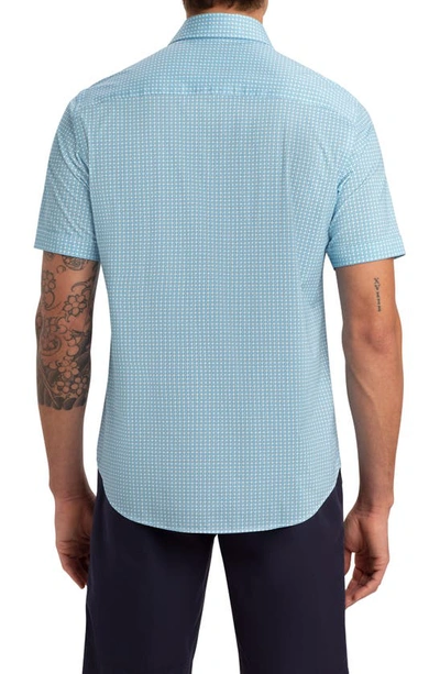 Bugatchi Tech Print Stretch Cotton Button-up Shirt In Aqua