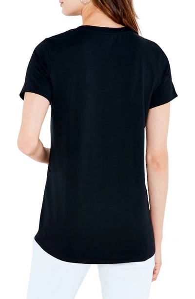 Shop Nzt By Nic+zoe Stretch Cotton Shirttail T-shirt In Black Onyx