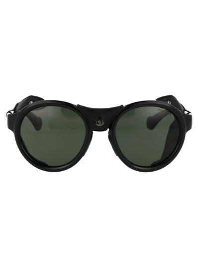 Shop Moncler Eyewear Round Frame Sunglasses In Black