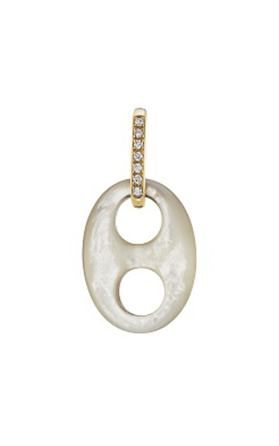 Shop Jenna Blake Women's 18k Yellow Gold Mother Of Pearl Stone Mariner Link Charm In White