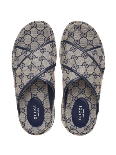 Shop Gucci Gg Supreme Platform Sandals In Neutrals