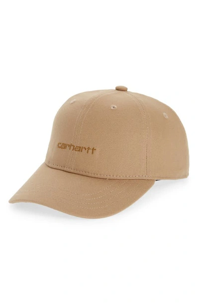 Carhartt Carahrtt-wip Canvas Script Cap In Nomad / Hamilton Brown