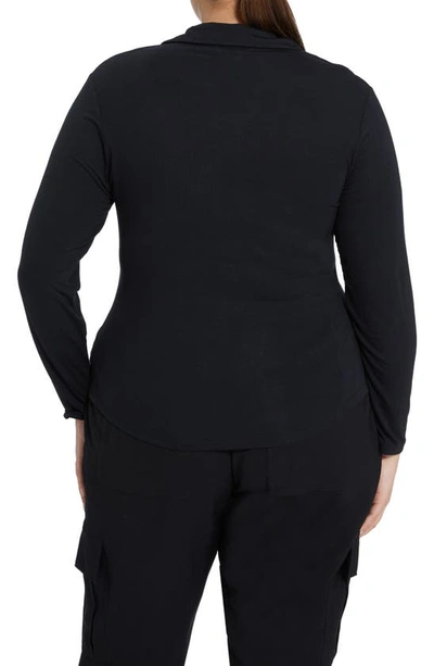 Sanctuary Dreamgirl Ruched Knit Shirt In Black