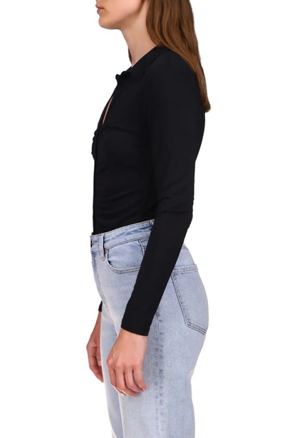 Sanctuary Dreamgirl Ruched Knit Shirt In Black