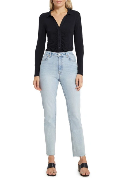 Sanctuary Dreamgirl Ruched Knit Shirt In Black