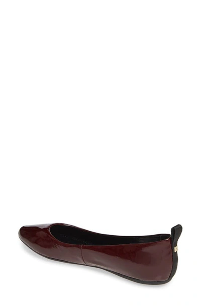 Shop Karl Lagerfeld Vada Flat In Wine Patent Leather