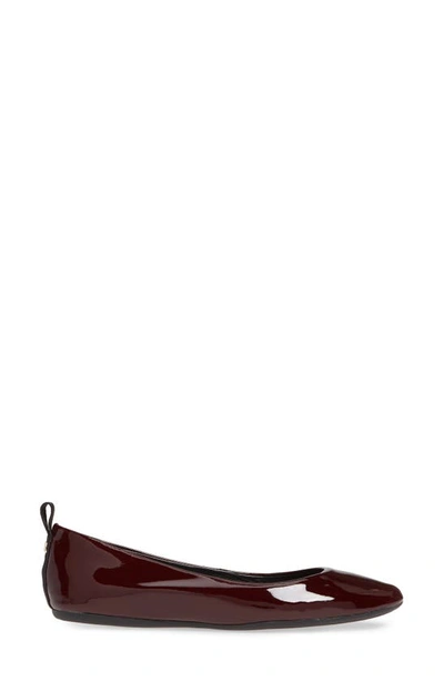 Shop Karl Lagerfeld Vada Flat In Wine Patent Leather