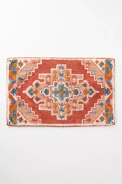 Shop Anthropologie Kalana Organic Cotton Bath Mat By  In Red Size L