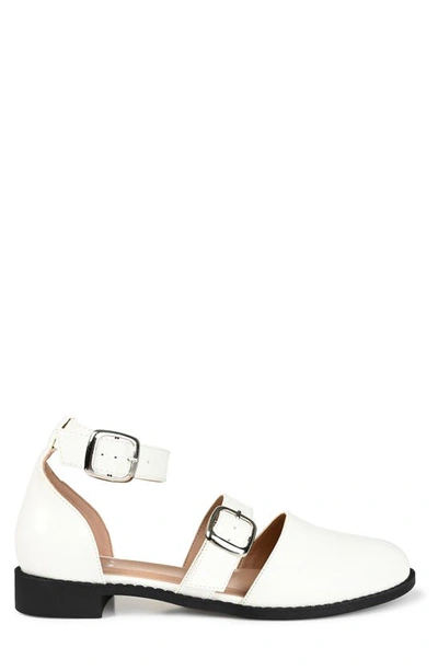 Shop Journee Collection Constance Buckle Strap Flat In Off White