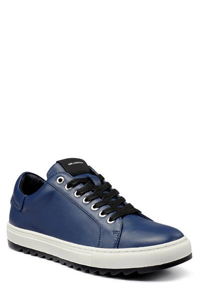 Shop Karl Lagerfeld Paris Leather Low Top Sneaker In Navy