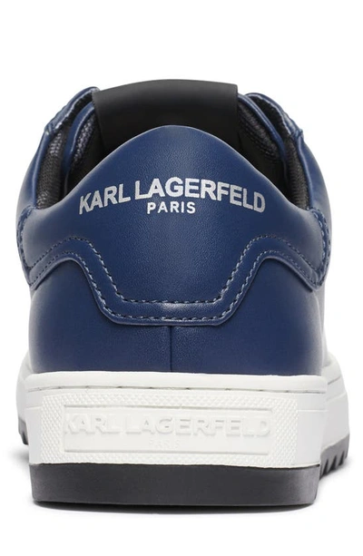Karl Lagerfeld Recycled Leather Low Top Sneaker In Navy
