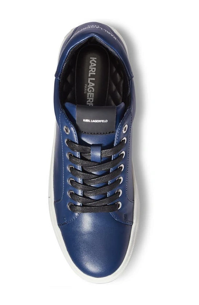 Karl Lagerfeld Recycled Leather Low Top Sneaker In Navy