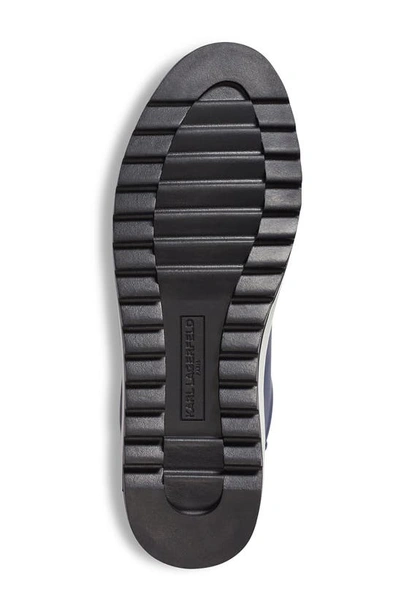 Karl Lagerfeld Recycled Leather Low Top Sneaker In Navy