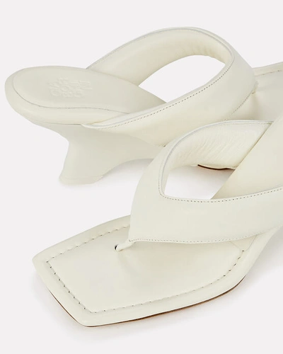 Shop Gia Borghini Gia 6 Puffer Leather Wedge Sandals In White
