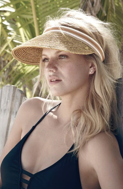 Helen Kaminski 'bianca' Visor In Charcoal/ Black Stripe