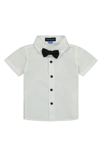Shop Andy & Evan Short Sleeve Button-up Shirt, Suspender Shorts & Bow Tie Set In White