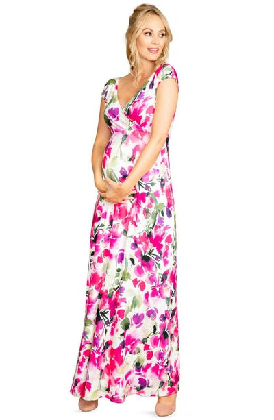 Shop Tiffany Rose Alana Maternity Maxi Dress In Fuchsia Florals