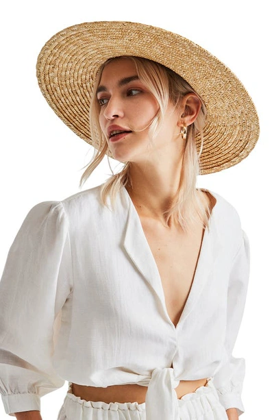 Shop Brixton Joanna Straw Visor In Honey