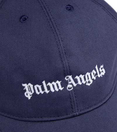 Shop Palm Angels Cotton Baseball Cap In Navy Blue White