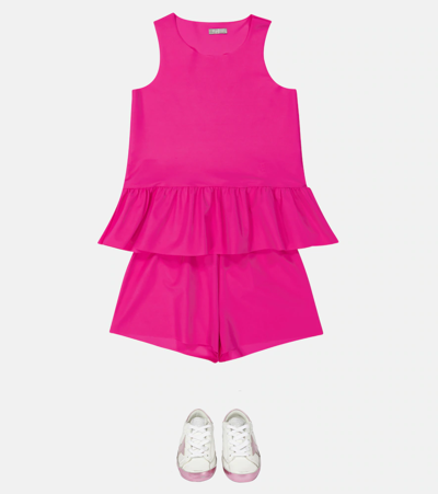 Il Gufo Ruffle-trimmed Top And Shorts Set In Bouganville