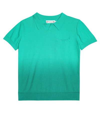 Shop Bonpoint Amri Cotton Polo Sweater In Mint