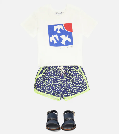 Bonpoint Teen Palm Tree-print Swim Shorts In Upb Marine
