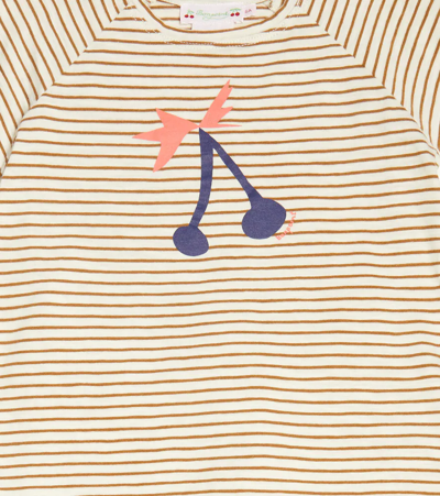 Bonpoint Kids Asmae Striped Cherry Print T-shirt In Upb Caramel